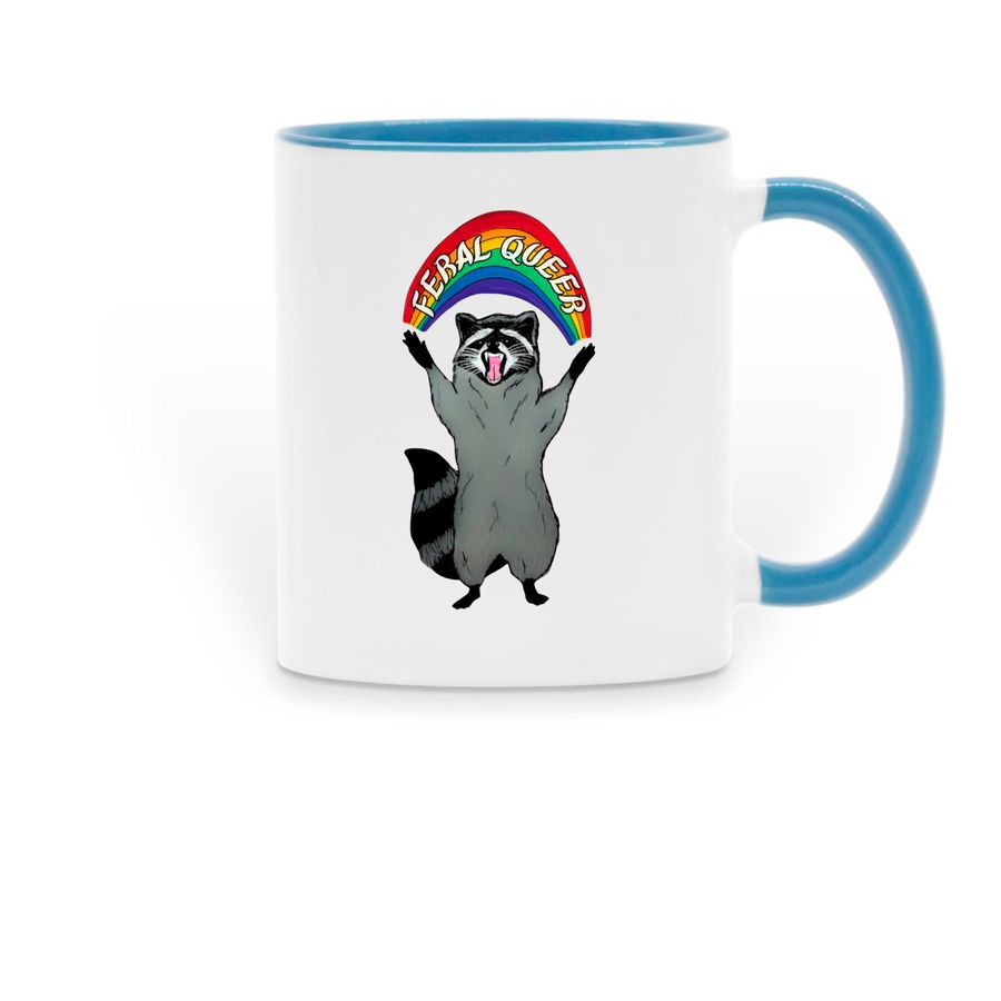 Feral Queer Mug, a Light Blue Two-Tone Ceramic Mug