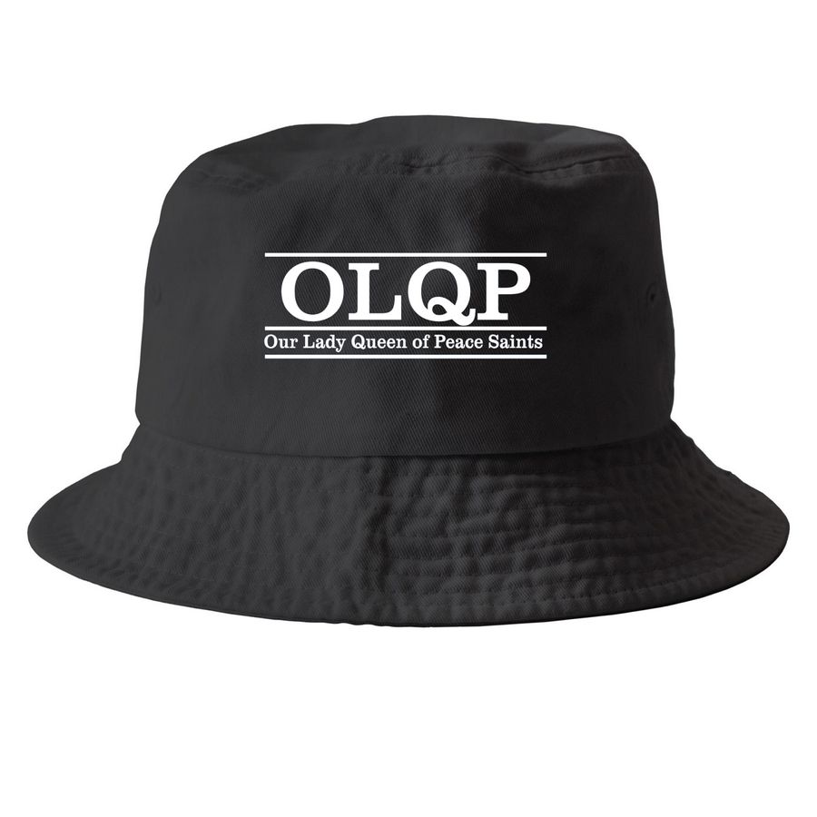 OLQP Classic White, a Black Printed Bucket Hat