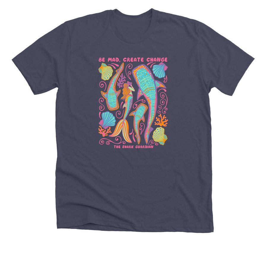 Be Mad, Create Change, a Heather Midnight Navy Premium Unisex Tee