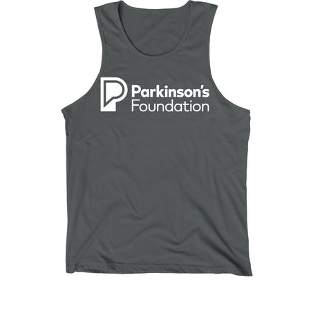 Parkinson's Foundation White Logo, a Dark Grey Premium Cotton Tank