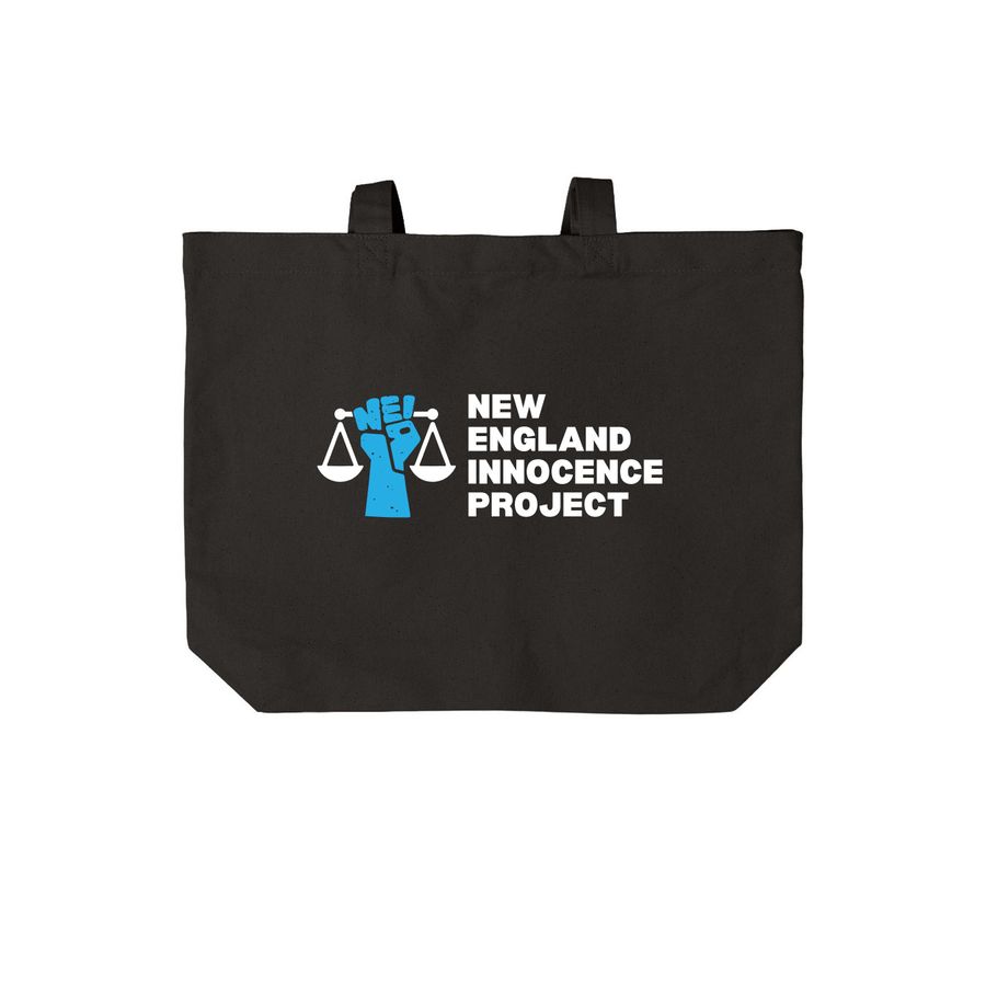 New England Innocence Project Tote Bag, a Deep Black Cotton Canvas Tote Bag
