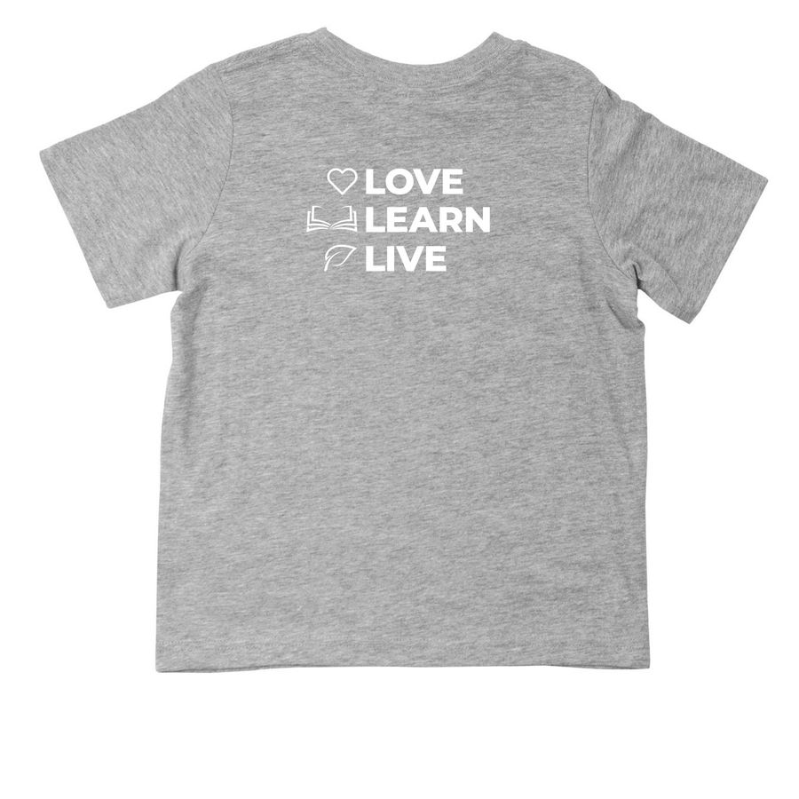 Love, Learn, Live - Toddler, a Heather Toddler Tee (back-view)