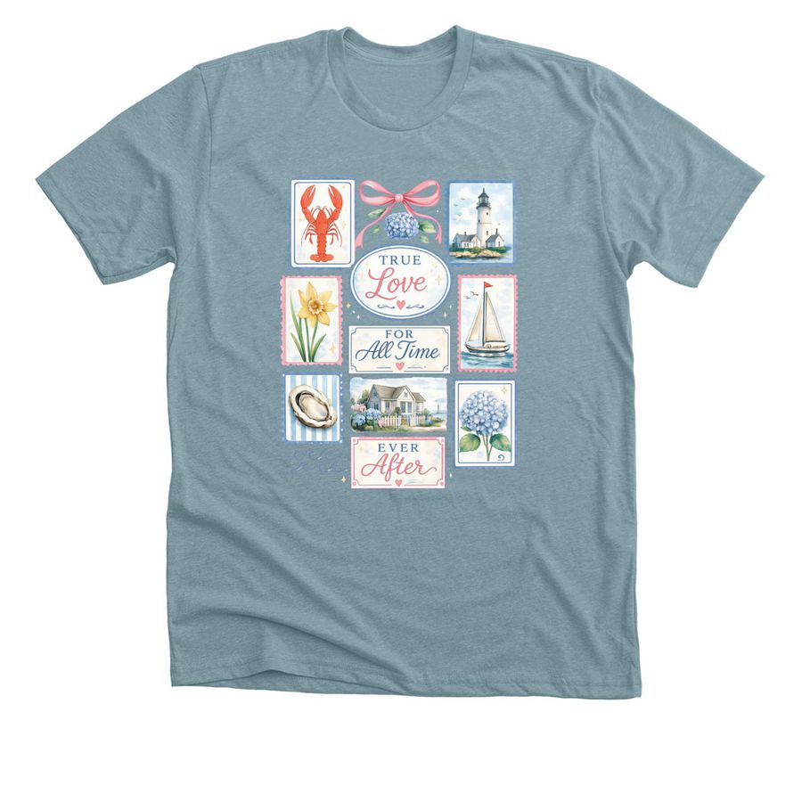 Summer in Nantucket, a Heather Blue Lagoon Premium Unisex Tee
