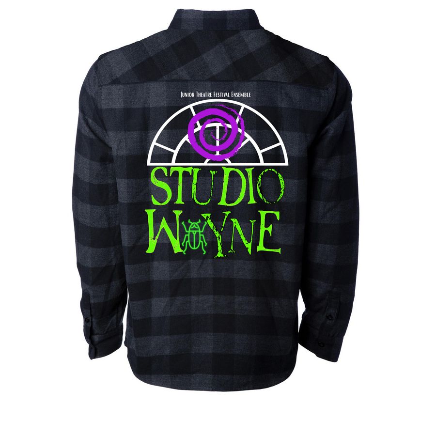 JTF Flannel, a Charcoal Heather/ Black Unisex Flannel Shirt (back-view)