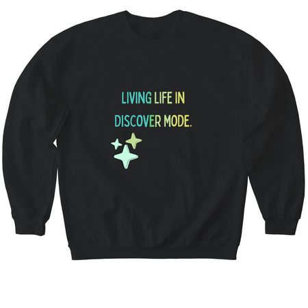 Discover Mode., a Black Softstyle Crewneck Sweatshirt