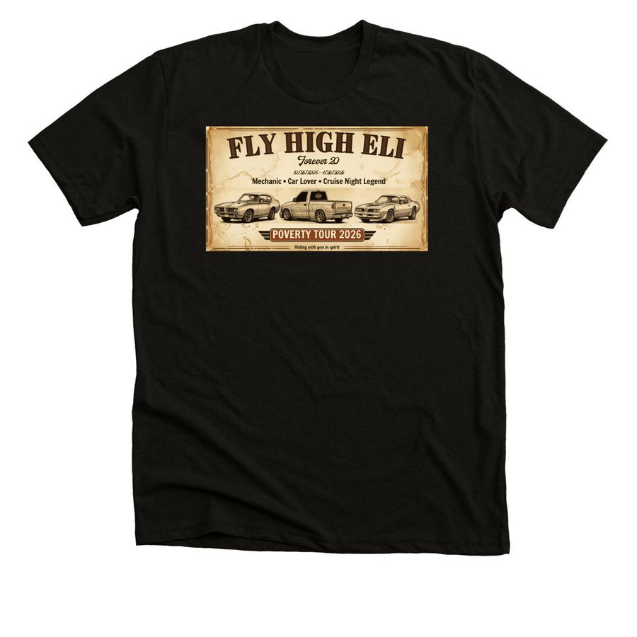 FLY HIGH ELI, a Black Heather Premium Unisex Tee