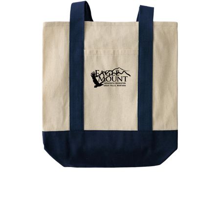 EMGF Tote Bags, a Natural/Navy Two-Tone Grocery Tote Bag