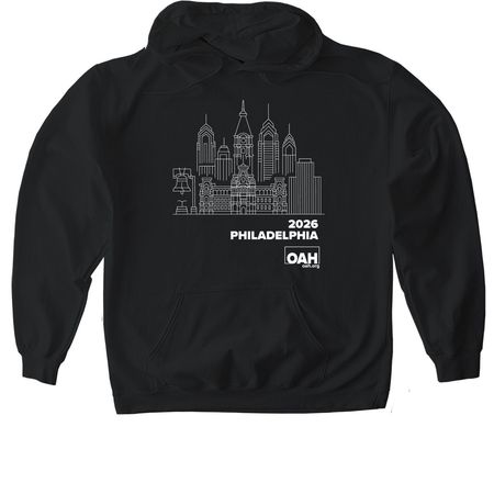 2026 Philly Skyline T-Shirt, a Black Gildan Softstyle Pullover Hoodie