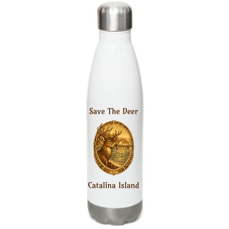 Coalition to Save Catalina Island Deer, a White Stainless Steel Water Bottle