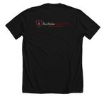 The MacMillan Institute, a Solid Black Blend Premium Unisex Tee (back-view)