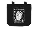 Justice does not move on it's own.We move it!, a Black Organic Cotton Tote Bag (back-view)