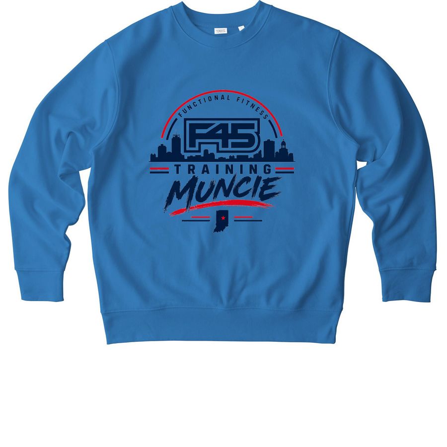 F45 Training Muncie Crew Sweatshirt, a Mindful Blue Stanley/Stella Unisex Changer 2.0 Crewneck Sweatshirt