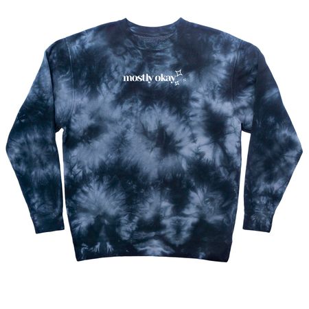 Mostly Okay Stars, a Black Tie Dye Crewneck Sweatshirt