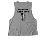 MADA - Make America Decent Again, a Aluminum Grey Allmade Eco Triblend Women?s Muscle Tank (back-view)