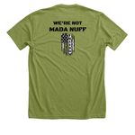 MADA - Make America Decent Again, a Heather Green Premium Unisex Tee (back-view)