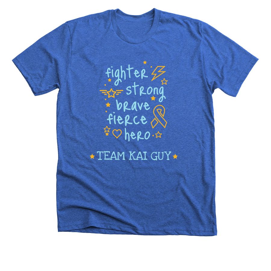 Help Super Kai Guy Kick Cancer's Butt Cheeks!, a Heather True Royal Premium Unisex Tee