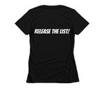 Jeffrey Epstein Didn't Kill Himself, a Black Women's Slim Fit Tee (back-view)