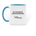 Fierce Ally Mug, a Light Blue Two-Tone Ceramic Mug (back-view)