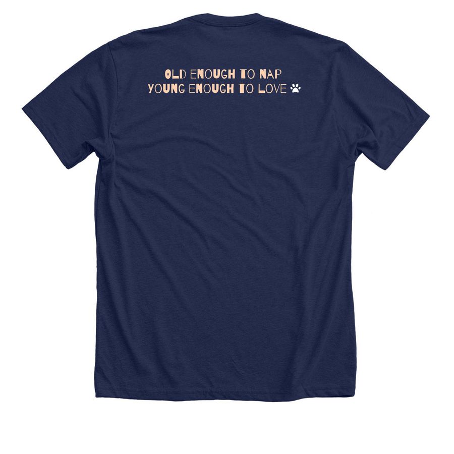Old Acquaintance Rescue 501(c)3, a Solid Navy Blend Premium Unisex Tee (back-view)