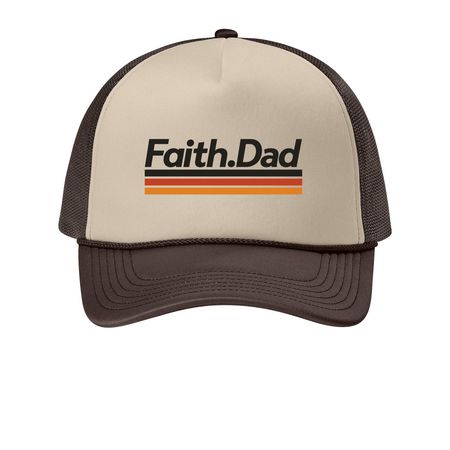 Faith Dad Trucker Hat, a Stone/ Coffee Bean Printed Foam Trucker Hat