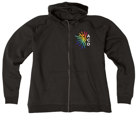 Arvada Center Dance Pride Merch, a Deep Black Allmade Women?s Organic CVC Zip-Up Hoodie
