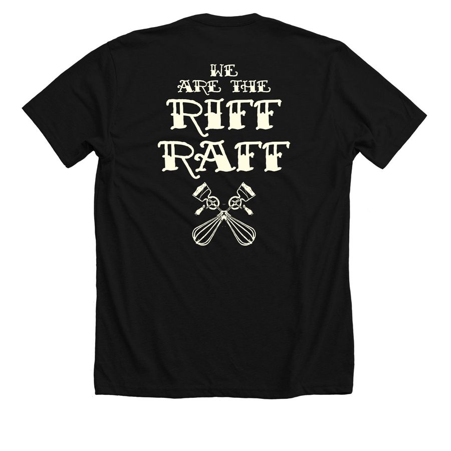 Riff Raff Baked Goods Dark Shirts, a Solid Black Blend Premium Unisex Tee (back-view)