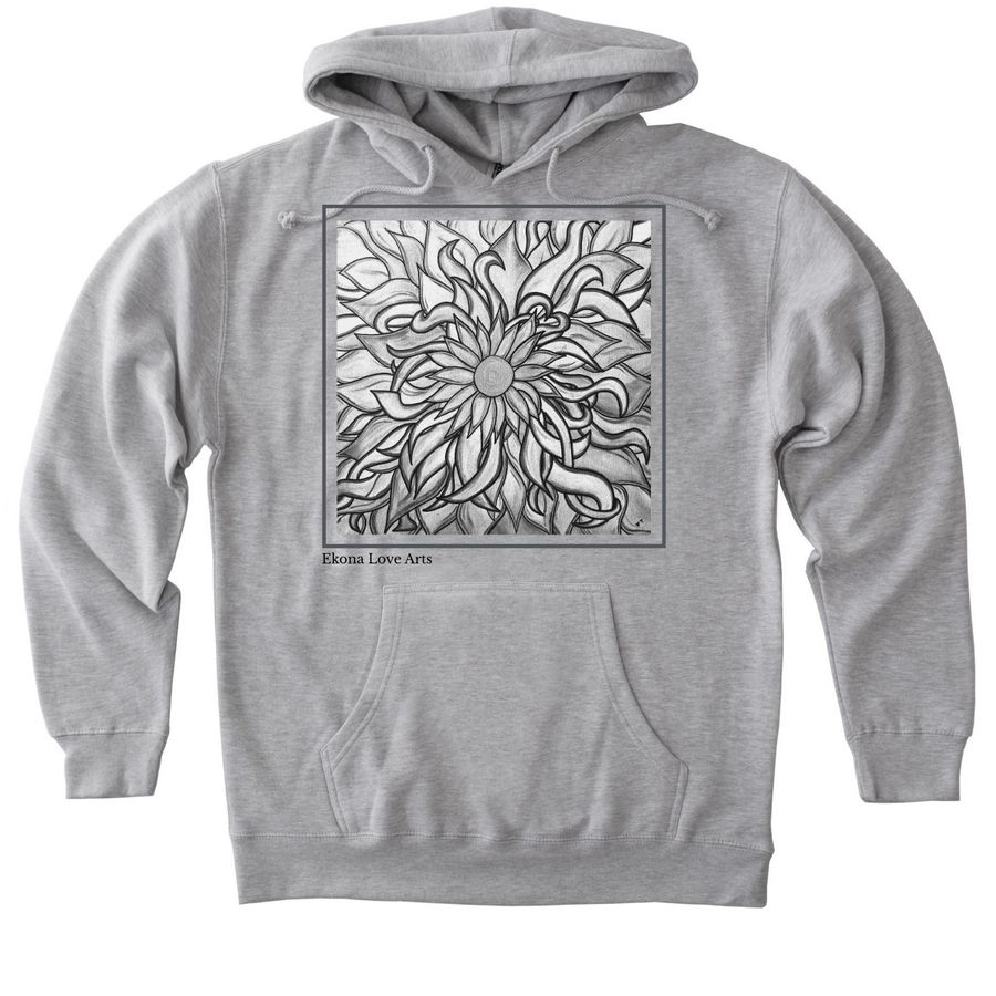 My Flowered Soul in B&W Apparel, a Grey Heather Heavyweight Pullover Hoodie
