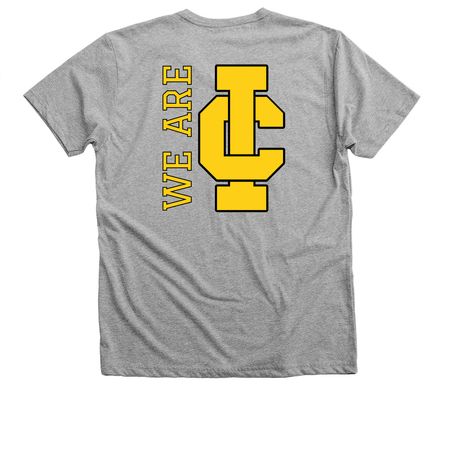 IC Cougars - We are IC (Gold), a Athletic Heather Premium V-Neck Tee (back-view)