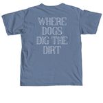 Skyline Where Dogs Dig The Dirt, a Blue Jean Comfort Colors Unisex Tee (back-view)