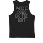 Skyline Where Dogs Dig The Dirt, a Black Premium Cotton Tank (back-view)