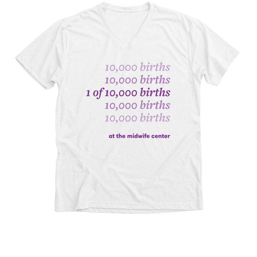 1 of 10,000 births (Repeating), a Solid White Blend Premium V-Neck Tee