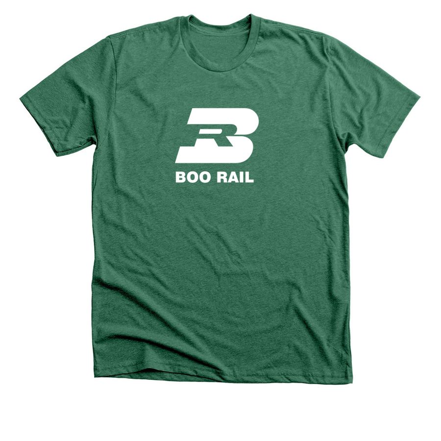 BOO RAIL CLASSIC LOGO, a Heather Grass Green Premium Unisex Tee