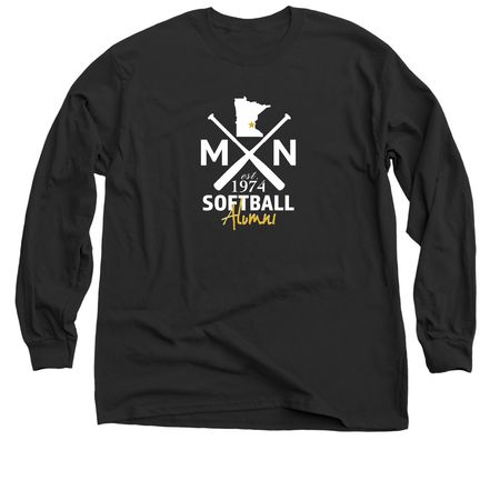 Long-sleeve T2: MN 1974 Softball Alumni, a Black Classic Long Sleeve Tee
