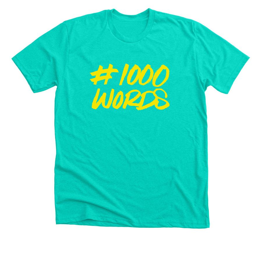 #1000 Words Of Summer Teal Premium Tee, a Heather Sea Green Premium Unisex Tee