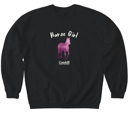 Horse Girl - Ivory Logo, a Black Softstyle Crewneck Sweatshirt