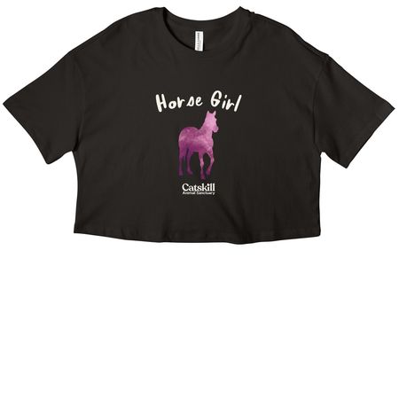 Horse Girl - Ivory Logo, a Black Women?s Cropped Cotton Tee