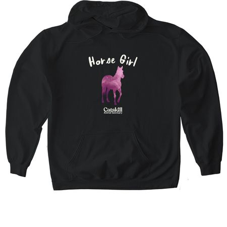 Horse Girl - Ivory Logo, a Black Gildan Softstyle Pullover Hoodie
