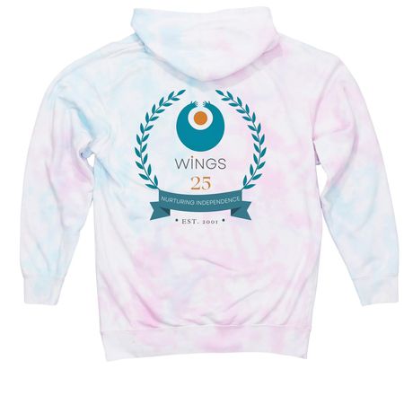 WINGS Adult Field Trip Hoodie (No QR Code), a Cotton Candy Tie Dye Pullover Hoodie (back-view)
