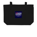 Team Katie Bags, a Black Large Organic Cotton Tote Bag (back-view)