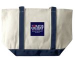 Team Katie Bags, a Natural/Navy Large Two-Tone Canvas Tote Bag (back-view)