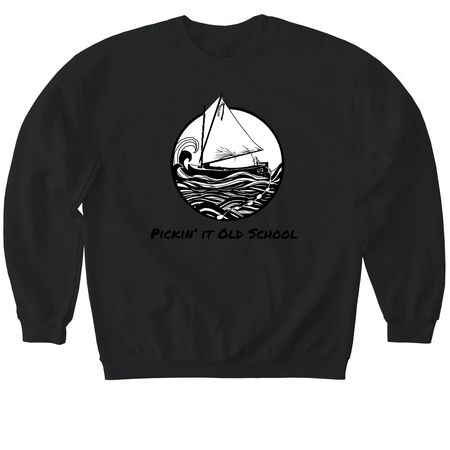 Pickin? it Old School&nbsp;, a Black Softstyle Crewneck Sweatshirt