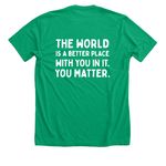 Mental Health Awareness Month, a Heather Kelly Premium Unisex Tee (back-view)