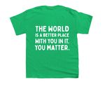 Mental Health Awareness Month, a Irish Green Youth Unisex Tee (back-view)