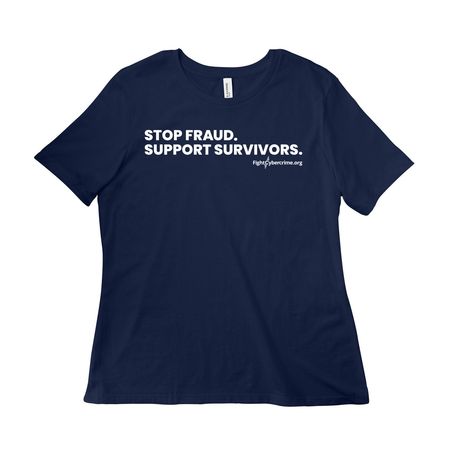 Stop Fraud. Support Survivors. - Dark, a Navy Women?s Relaxed Cotton Tee