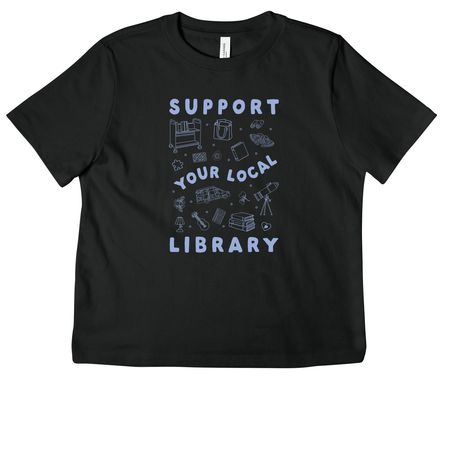 Support Your Local Library - Women's Cut, a Vintage Black Women's Heavyweight Tee