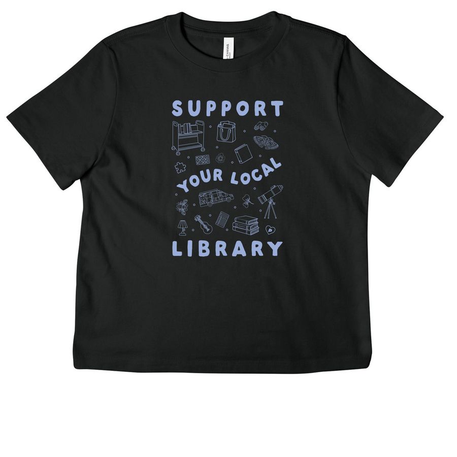 Support Your Local Library - Women's Cut, a Vintage Black Women's Heavyweight Tee