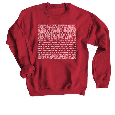 FUPC Welcome, a Cardinal Red Crewneck Sweatshirt