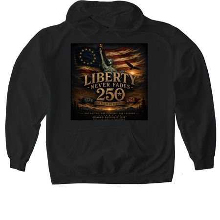 Series No. 003 ? Liberty Never Fades, a Black Gildan Softstyle Pullover Hoodie