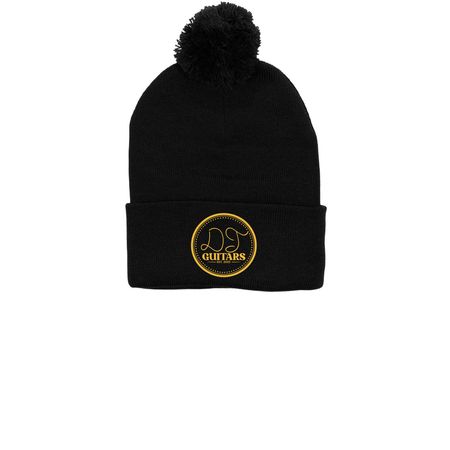 DT Guitars - Beanies, a Black Printed Pom-Pom Beanie