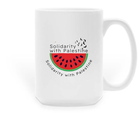 Solidarity with Palestine Watermelon, a White Large Coffee Mug